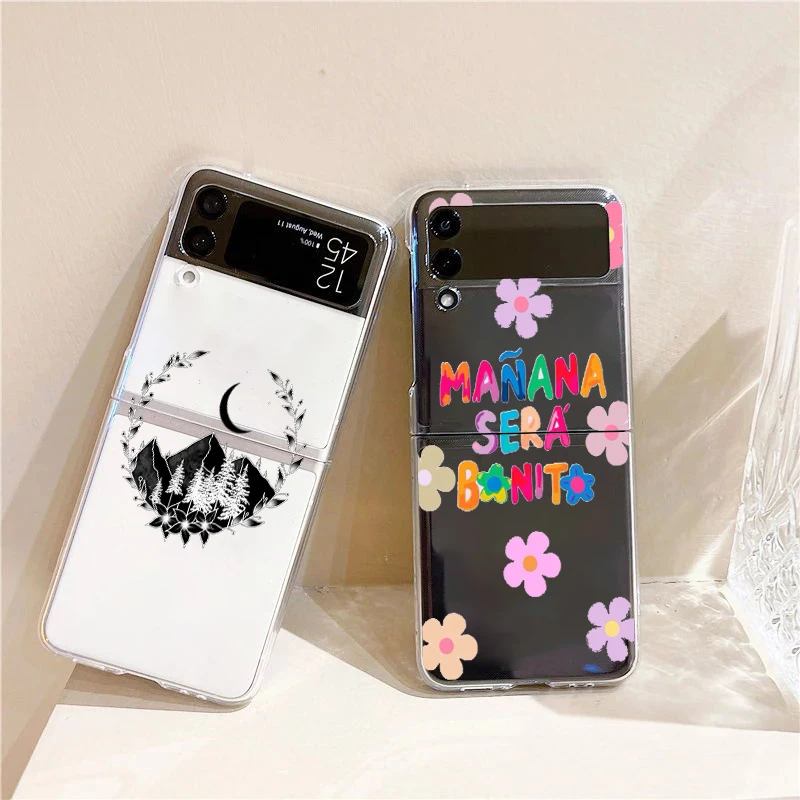 Letter Print Kangaroo Phone Case For Samsung Galaxy Z Flip 3 4 5 6 fold High Hard PC Shell For Galaxy Z Flip 3 5 6 Clear Cover