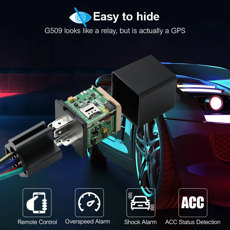 GPS Car Tracking Device Trackerking DK09 Real Time Tracking GSM SMS Locator with App Designed Like a Relay