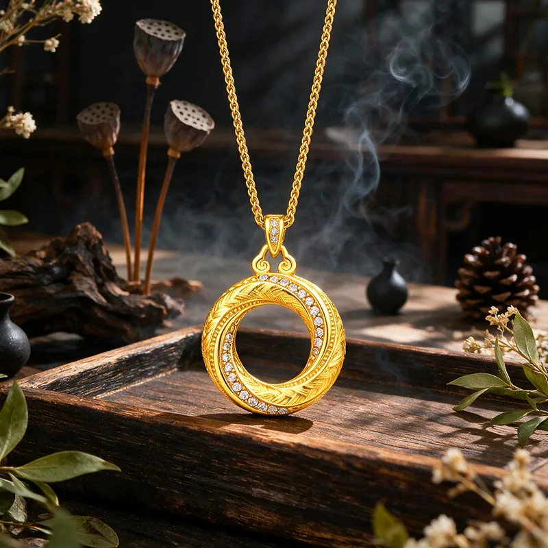 Women's Luxury 9999 24K Real Gold Fashionable Green Butterfly Clavicle Necklace Niche Design Enamel Dancing Tassel Chain Set