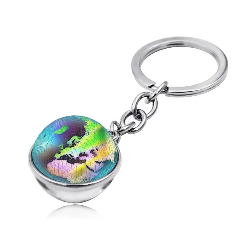 Solar system planetary keychain Galaxy Nebula Luminous Keychain Moon, Earth, Sun, Double-sided Glass Ball, Keychain Gift