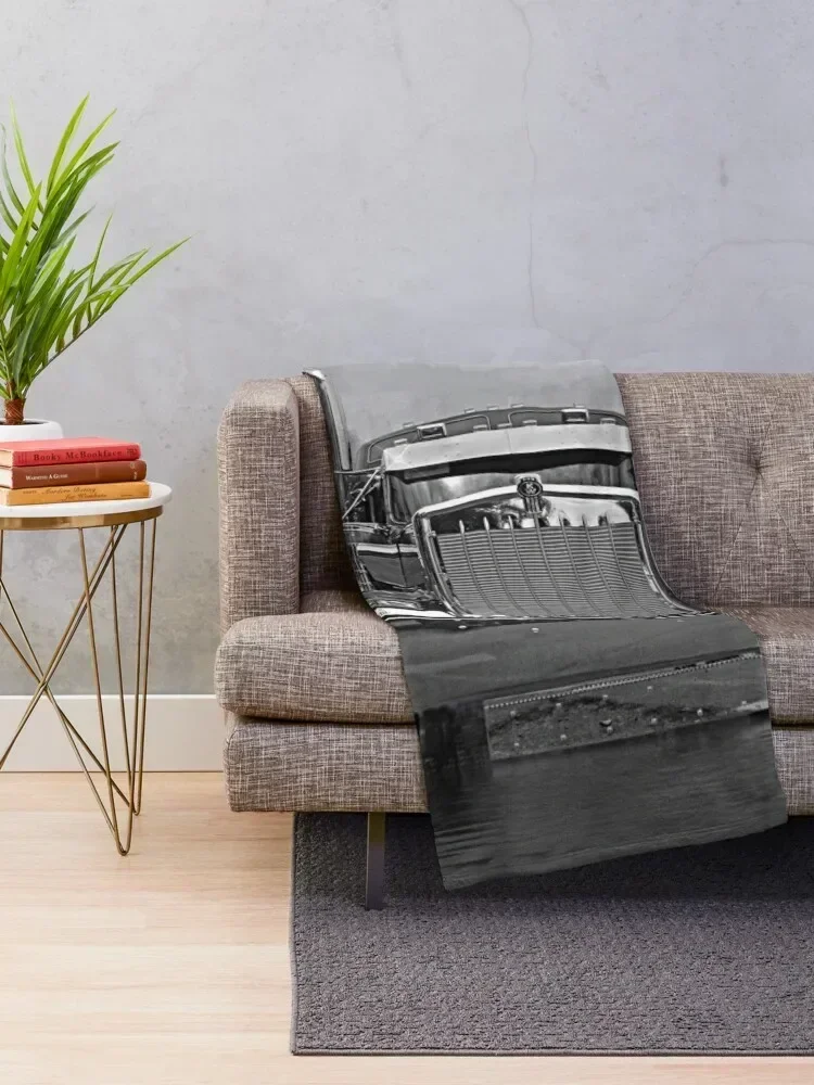 Kenworth Front View B&W Throw Blanket for sofa Plaid on the sofa Luxury Throw Blankets