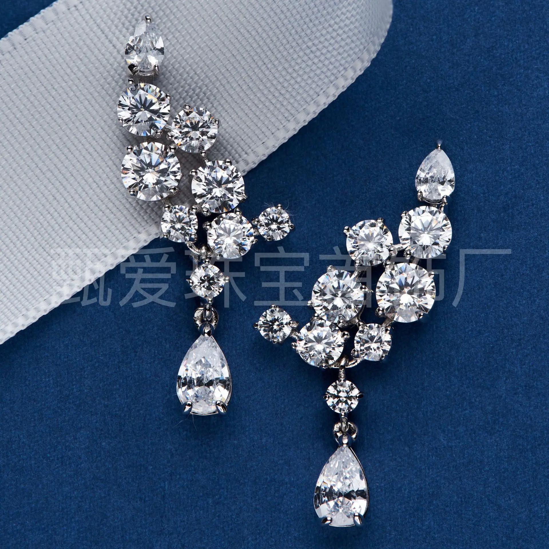 Europe And The United States Cross-border Hot-selling 925 Sterling Silver Full Diamond Brocade Earrings Light Luxury Temperament