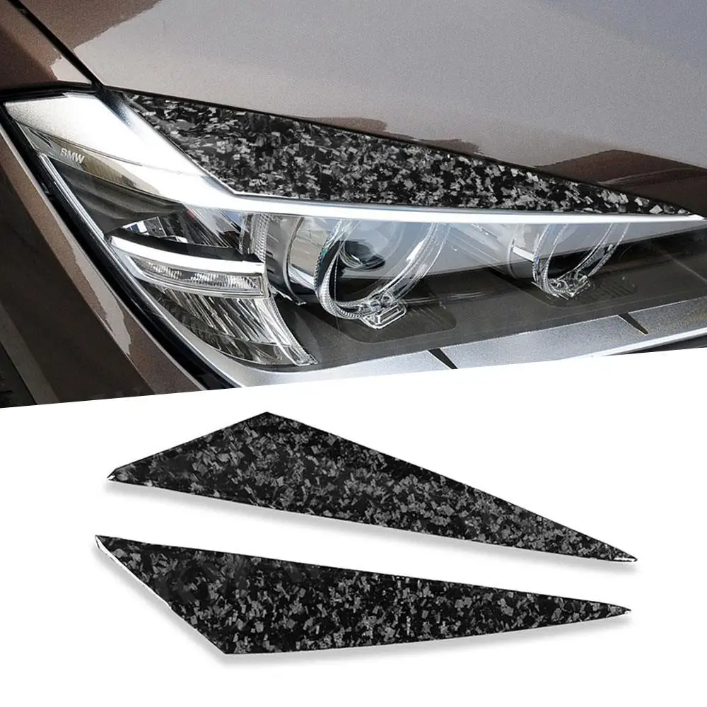 

2PCS/Set Front Lamp Eyebrow Headlight Covers Forged Carbon for BMW X1 E84 2009-2014 Car Front Lamp Eyelids