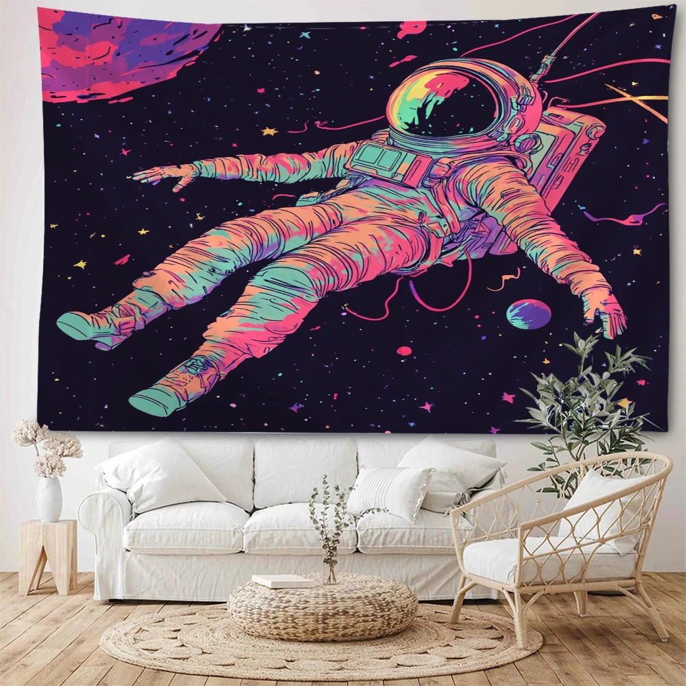 Astronaut aerial homework illustration background decoration tapestry psychedelic astronaut decoration tapestry