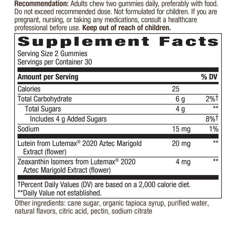 Lutein gummies contain zeaxanthin, eye health supplements *, mango flavor, 60 gummies