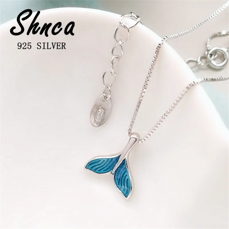 Handmade Original Creative 925 Sterling Silver Blue Geometric Choker Pendant Necklaces For Women Lady XN267