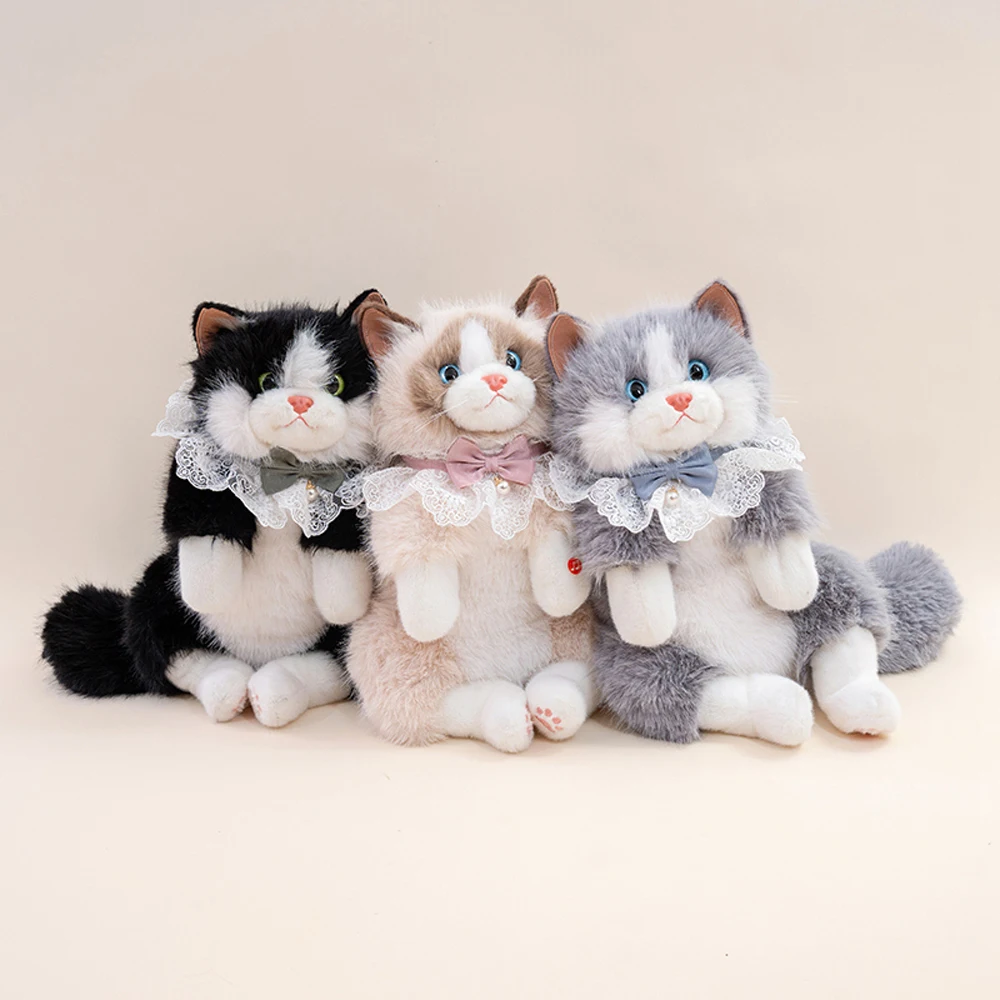 Sac à dos Ragdoll pelucheux mignon, sac chat Ragdoll gris, jouets en peluche, sac à bandoulière chat Kitty noir, cadeaux fonctionnels en peluche pour anniversaire