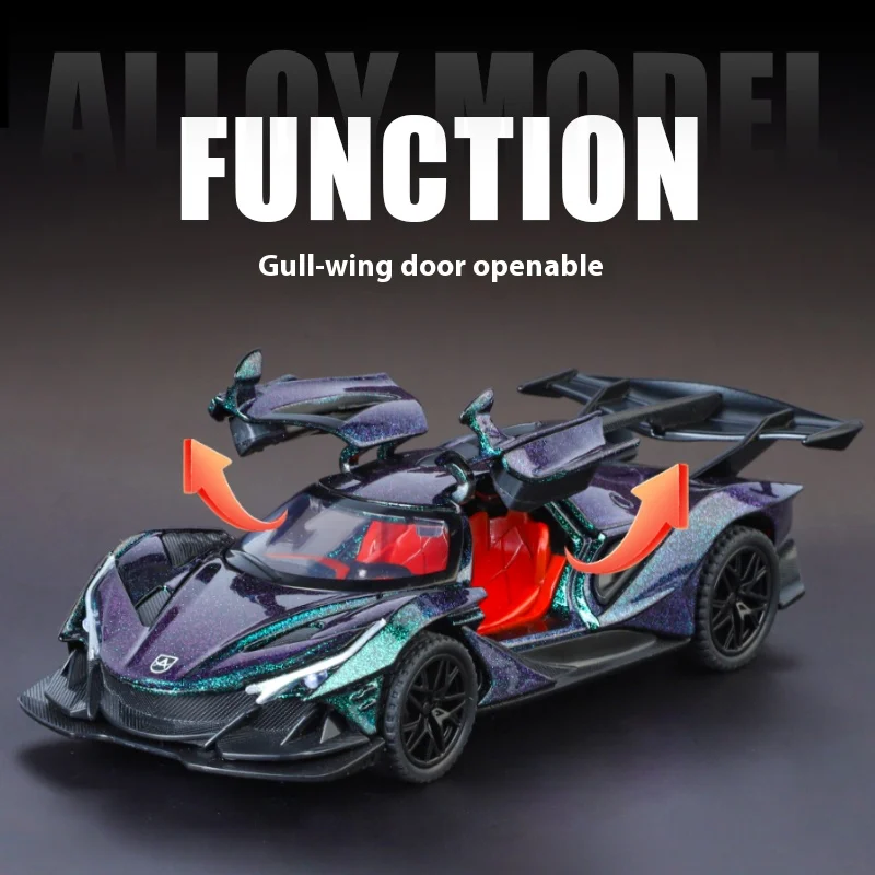 Jouets Apollo IE à l'échelle 1:32, modèles de voiture en alliage moulé sous pression avec son et lumière, modèles de véhicules rétractables pour garçons, cadeaux d'anniversaire