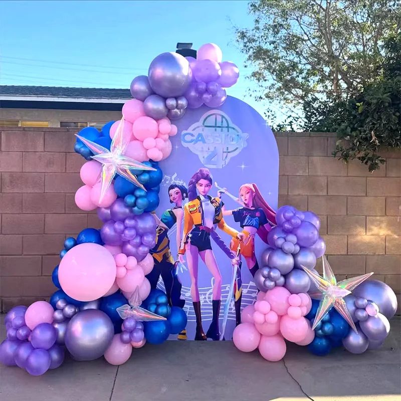Kit Guirlande Arche de Ballons en Aluminium Kpop Demon Hunters, Ballons en Latex, Ballons Chiffres, Décoration de Fête Anniversaire Baby Shower, Cadeaux Jouets