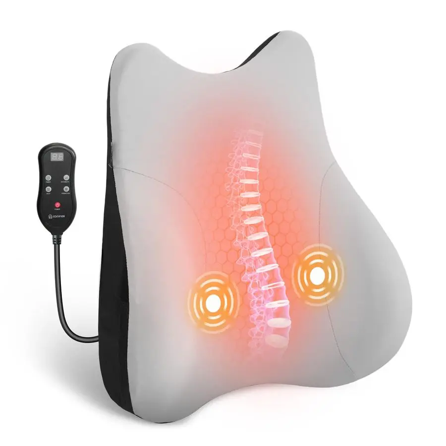 

Подушка для поддержки поясницы для офисного кресла, подушка для поддержки спины с подогревом, 3 режима вибрации и 3 уровня интенсивности, эргономичная подушка для спины