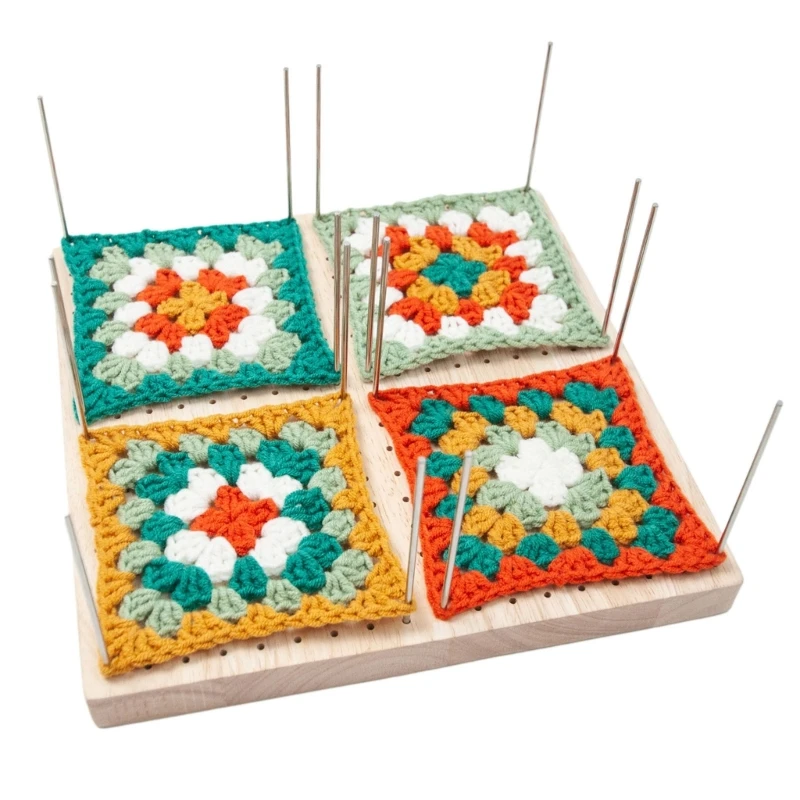 لوح حجب كروشيه خشبي قابل لإعادة الاستخدام، حياكة مربعة من Granny Square NeedleworksLovers