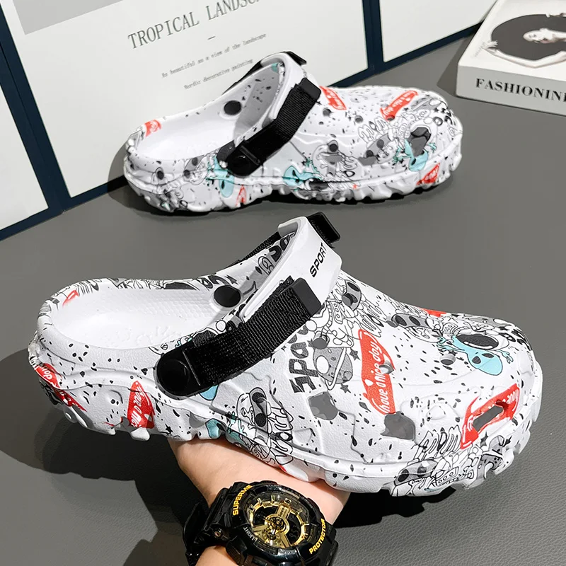 حذاء رجالي النعال الرجال حديقة الصنادل المسطحة صنادل أرضية رجل الصيف الصنادل الجديدة الذكور أحذية رياضية في الهواء الطلق الوجه يتخبط قباقيب المنزل #3