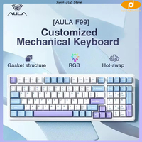 Aula F99 Gaming Mechanical Keyboard Three Mode 2.4g Wireless Bluetooth Wired Hot Swap Pbt Gasket Rgb For Pc Laptop Gamer 99 Keys