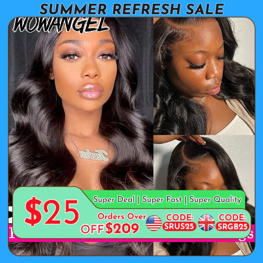 Wow Angel 13x6 HD Lace Front Wigs 250% Remy Hair Body Wave Human Hair Wigs Quick Weave Wig Pre Plucked Wear To Go Wigs for Women