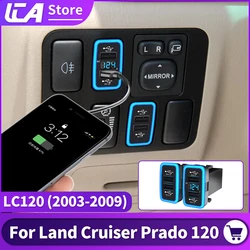 For Toyota Land Cruiser Prado 120 Lc120 2009-2003 Upgraded Accessories Fj120 Power Dual USB Port Fast Charger Display Voltage