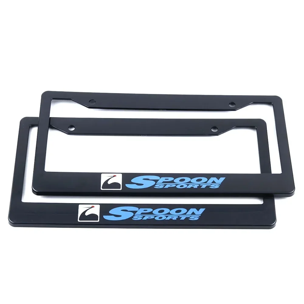 2pcs USA Standard Black ABS Racing Car License Plate Frame Tag Cover Holder