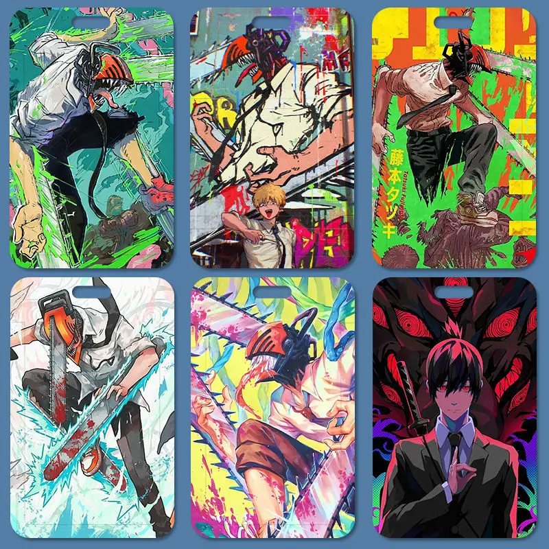 حامل بطاقة بنمط الرسوم المتحركة الوسيم من Chainsaw Man Denji، بطاقة مترو الأنمي، بطاقة الحافلة، تصريح العمل