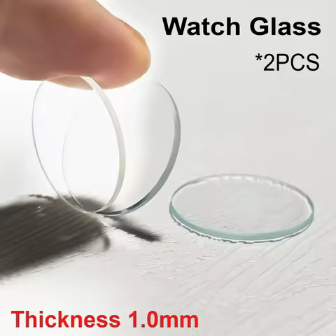 2 Pieces 15 - 45mm Flat Round Watch Crystal Glass Mineral Transparent Smart Watch Replacement Glass Repair Tool 1.0mm Thickness