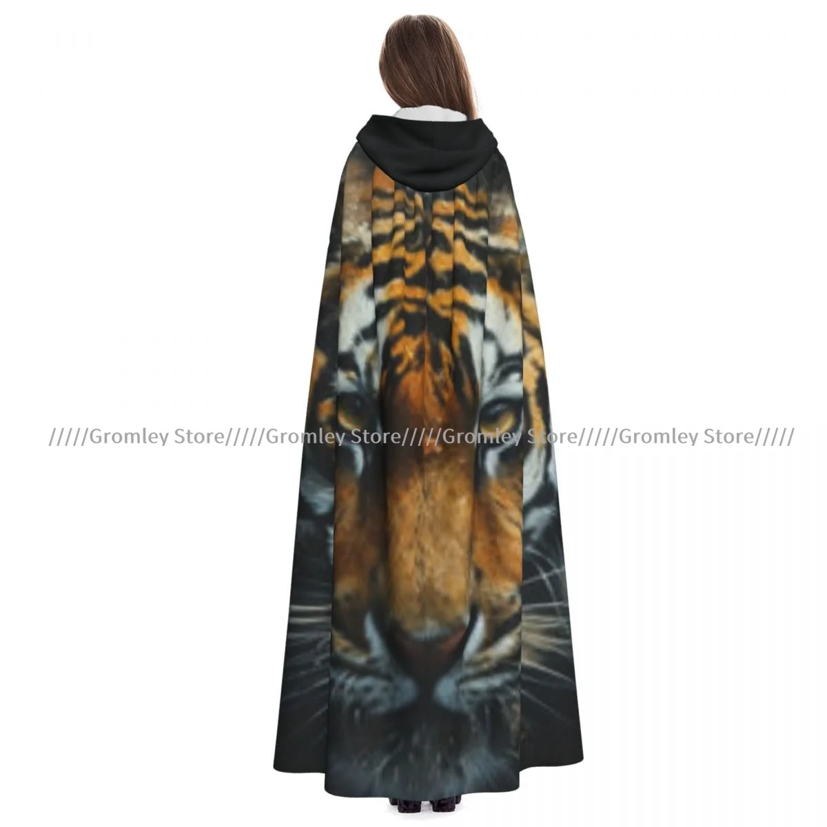 

Unisex Halloween Cloak Tiger Art Cape Hooded Medieval Costume Witch Wicca Vampire