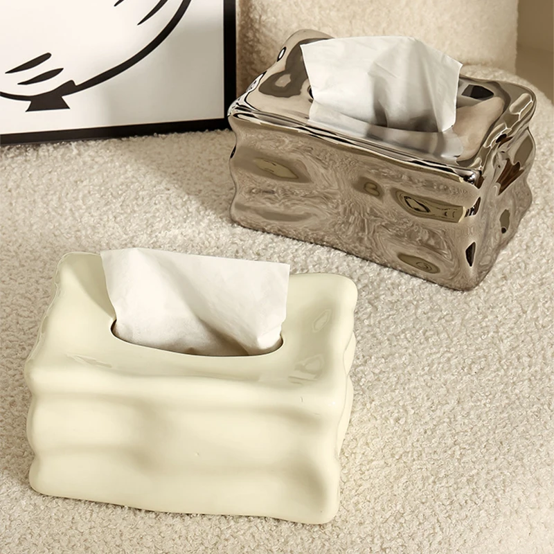 Korean Nordic Ceramic Tissue Box Minimalist Napkin Dispenser Desktop Storage Organizer Home Office Living Room Table Decor Gift