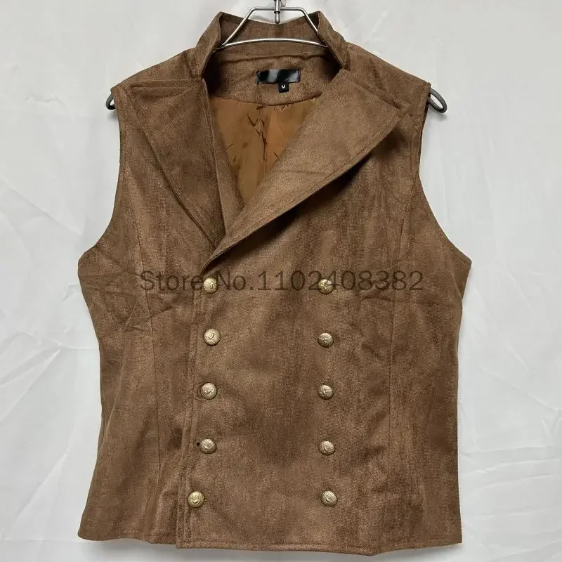 

Винтажный красный замшевый мужской жилет, двубортный воротник-стойка, сплошной цвет, приталенный жилет в стиле стимпанк, костюм Homme, жилет