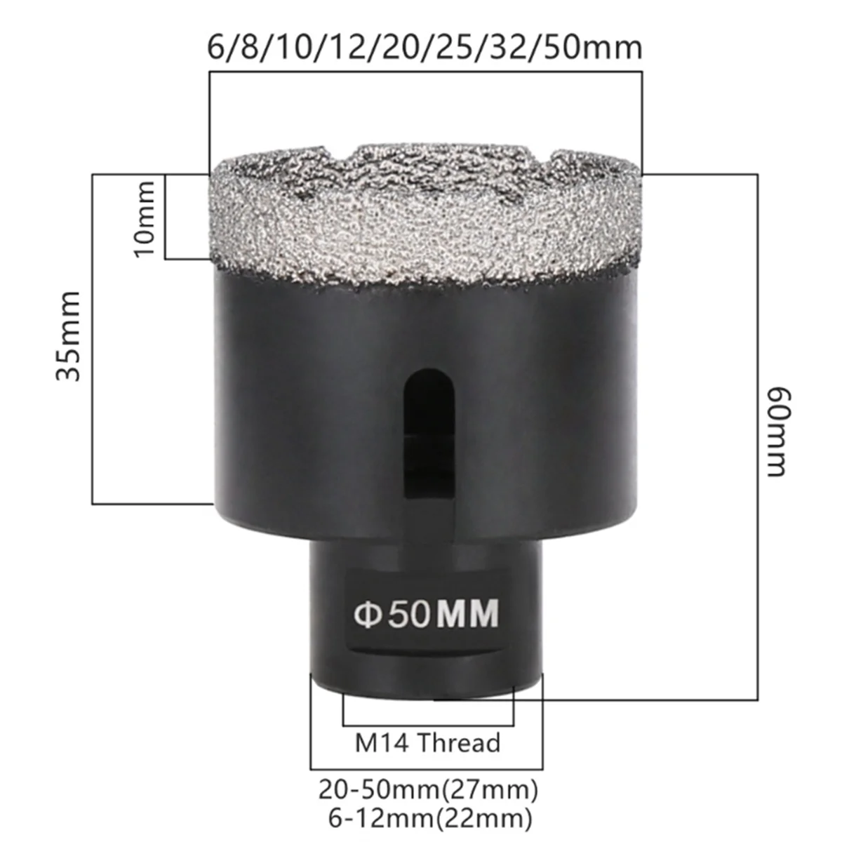 

BAAQ 45 мм алмазное сверло для мрамора M14, режущий станок, сверло для плитки, камня, инструмент, 1 шт., открывалка для пайки резьбы