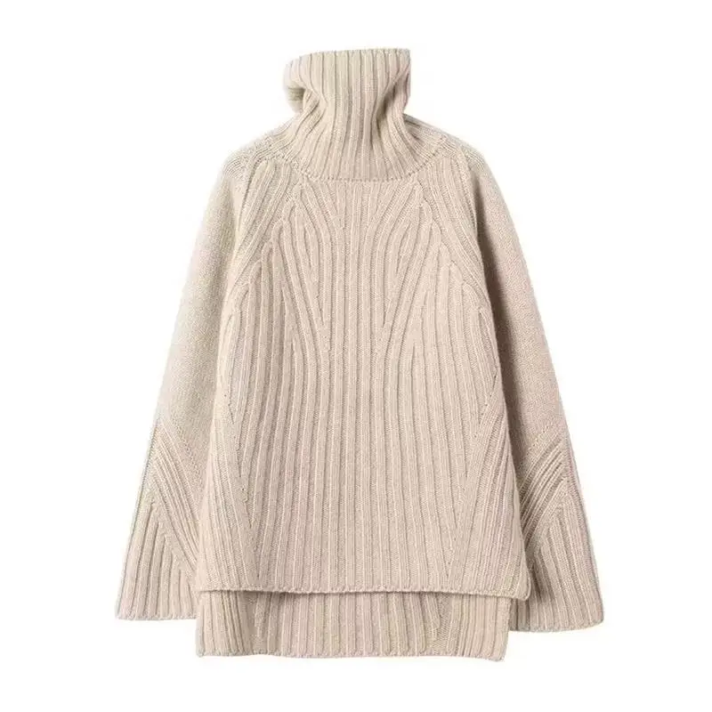 سترة كاميرا نسائية فضفاضة ذات ياقة عالية ناعمة ومريحة على الرأس وذيل ملصق قطعة واحدة بلوزة خريفية قابلة للتنفس