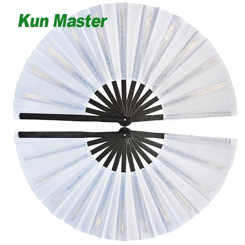 2 Pack Folding Hand Fan Chinese Kung Fu Tai Chi Fan Nylon-Cloth Bamboo Fans For Performance Dance Decorations Festival Gift