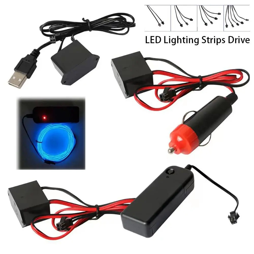 

DC12V/5V Neon EL Wire Driver USB for 1-5M LED EL Wire Light Inverter Supply Plug Adapter Controller Flexible Neon Wire Driver