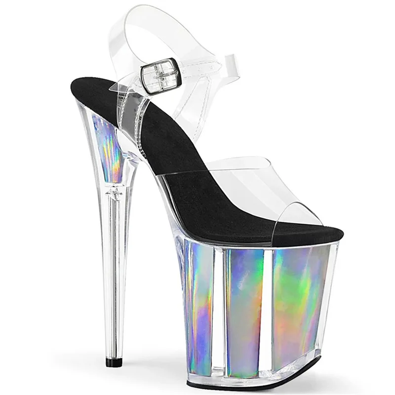 2025 Fashion Sexy Pole dancing Summer 20cm PVC Women Sandals Thin High Heels Sandals Slip-On Size 34-46