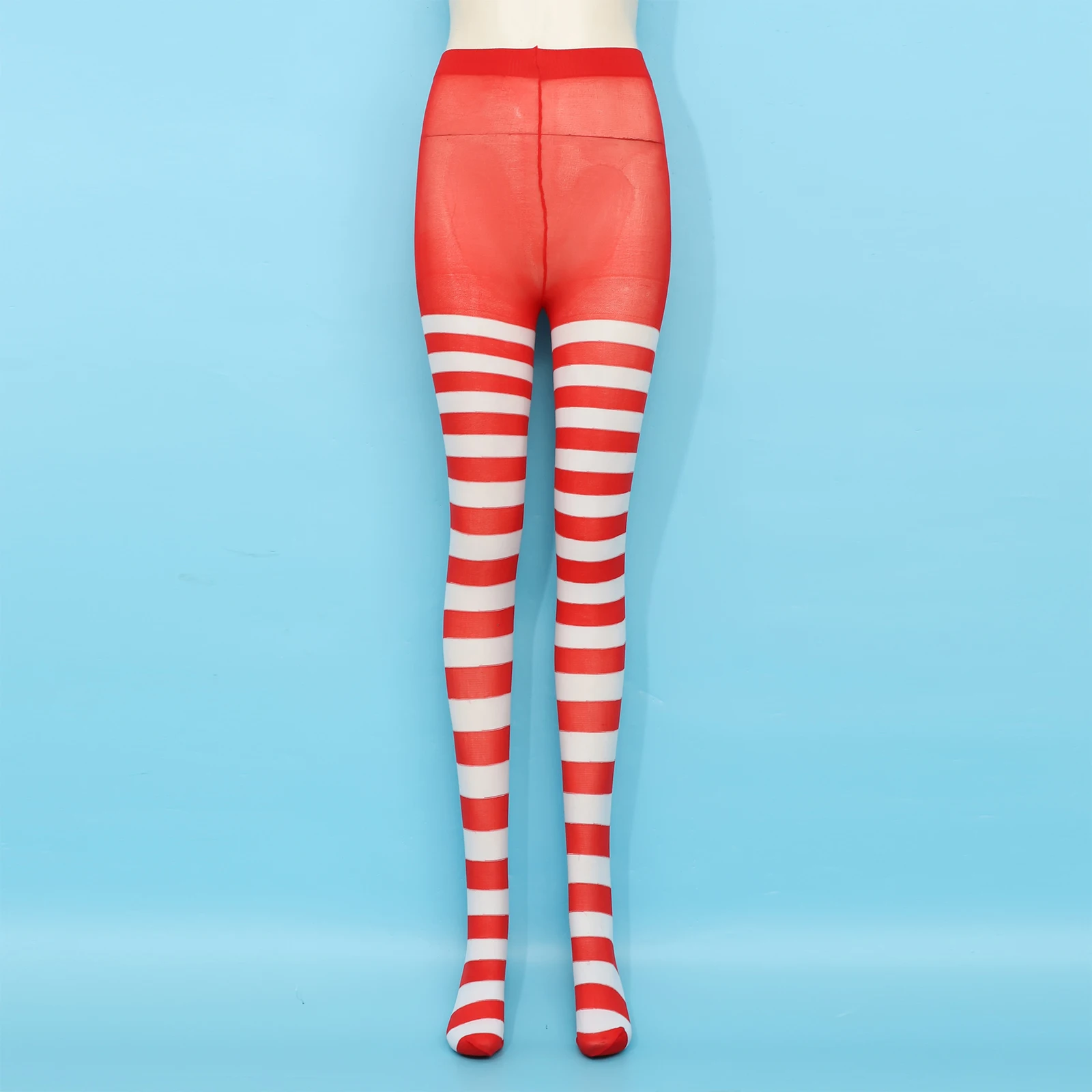 1 Set Christmas Striped Tights Red Green Stripe Tights High Stocking Full Length Tights for Party Cosplay Performance Role Play