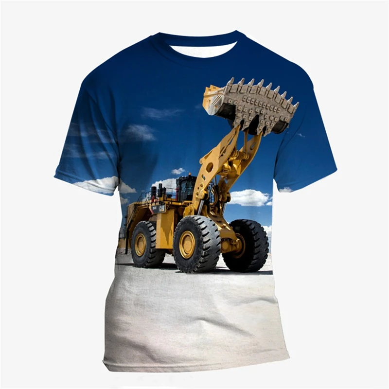 Fashion Tractor Graphic T Shirts For Men Summer Trend Short Sleeve 3D Printed Kids T-shirts Funny Streetwear Oversized Tees Tops