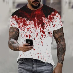 Halloween Fun Bloody Horror Pattern 3D Printed T-shirt Scary Dripping Blood Street Men Tops Casual Fashion O-neck Oversized  Tee