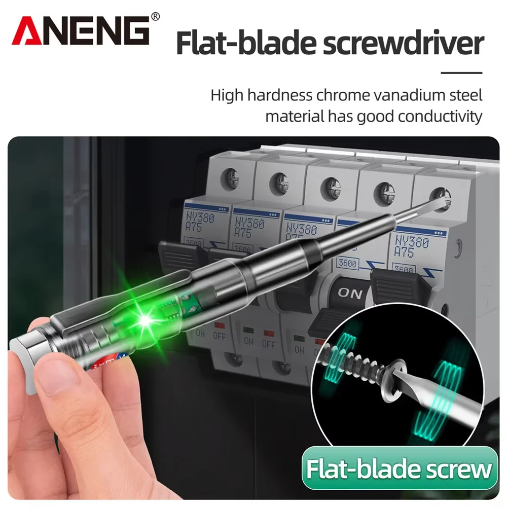 Voltage Tester Pen ANENG B14 24-250V Electric Screwdriver Test Pen Live/Neutral Wire & Breakpoint Detector for Electrician/Home