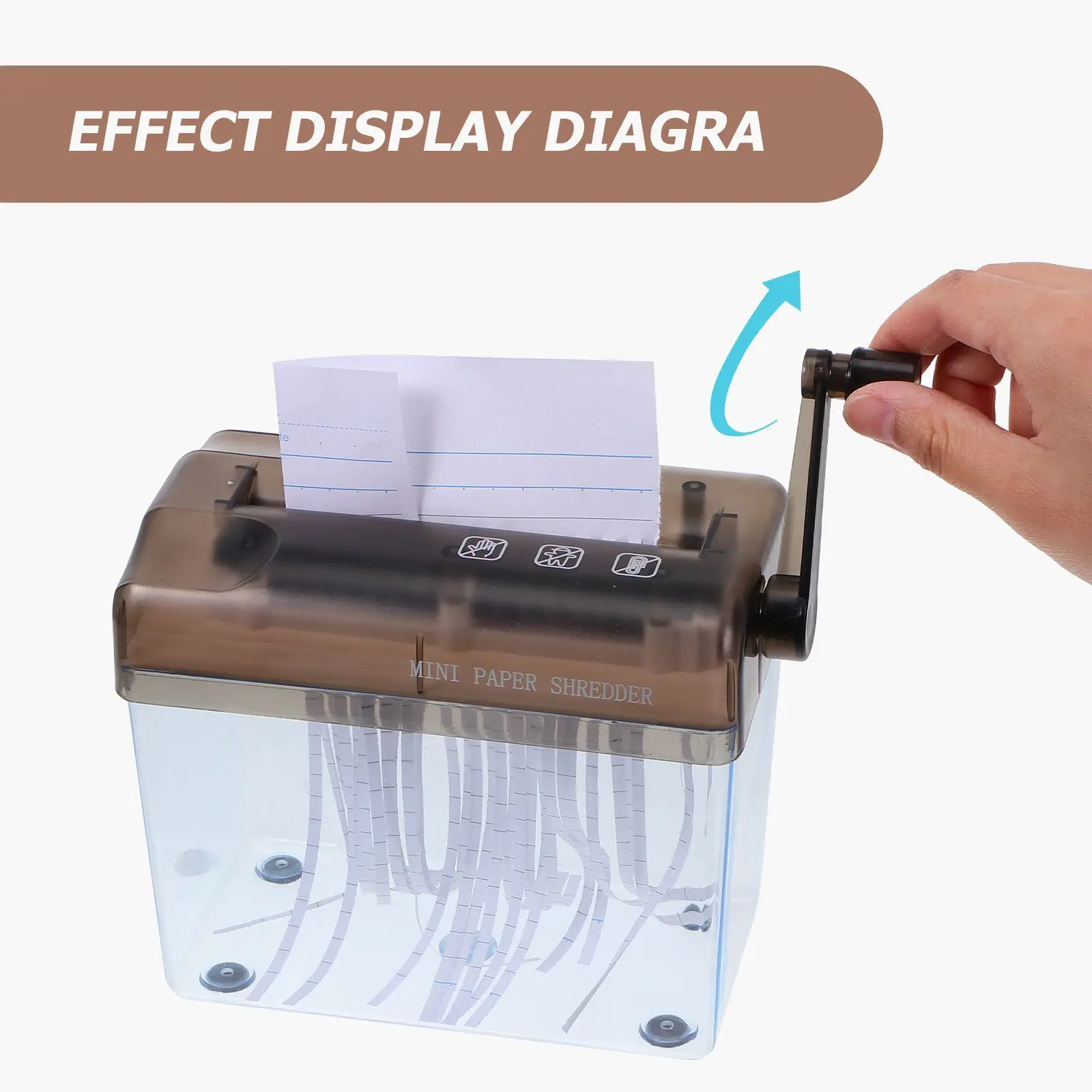 Hand Crank Paper Shredder Compact Lightweight ABS Material Office Use Documents Mini Shredder Manual Tool