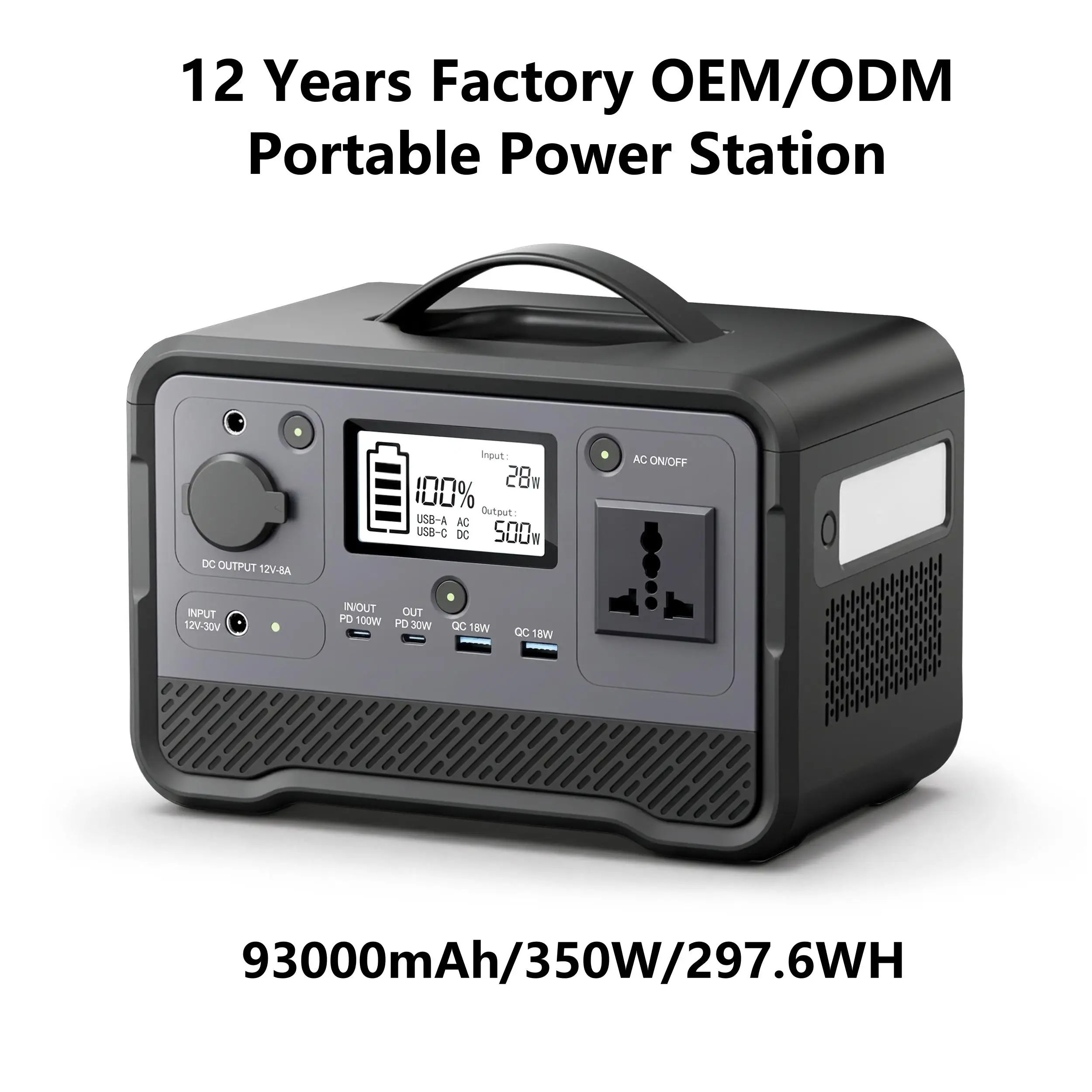 OEM Wholesale 350W Pure-Sine-Wave Portable Solar Power Station, Outdoor RV Emergency Backup Energy Storage Battery