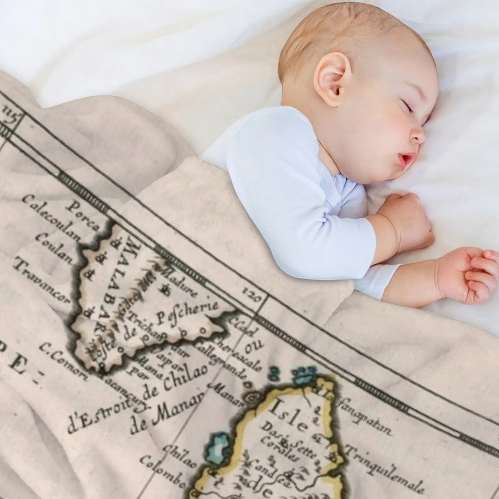 خريطة جزر المالديف وسريلانكا العتيقة (1652) رمي بطانية لحاف مرجح للأريكة بطانيات منقوشة ناعمة #5