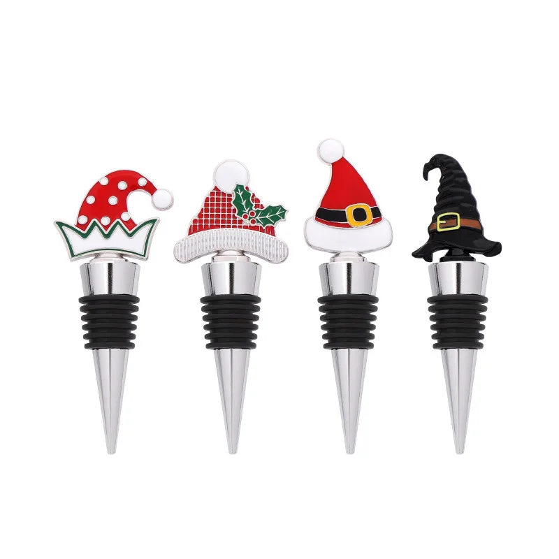 

10Pcs Christmas Wine Bottle Sealer Reusable Alloy Stopper Leak Proof Sealing Plug For Wine Champagne Beverage Home Decorations