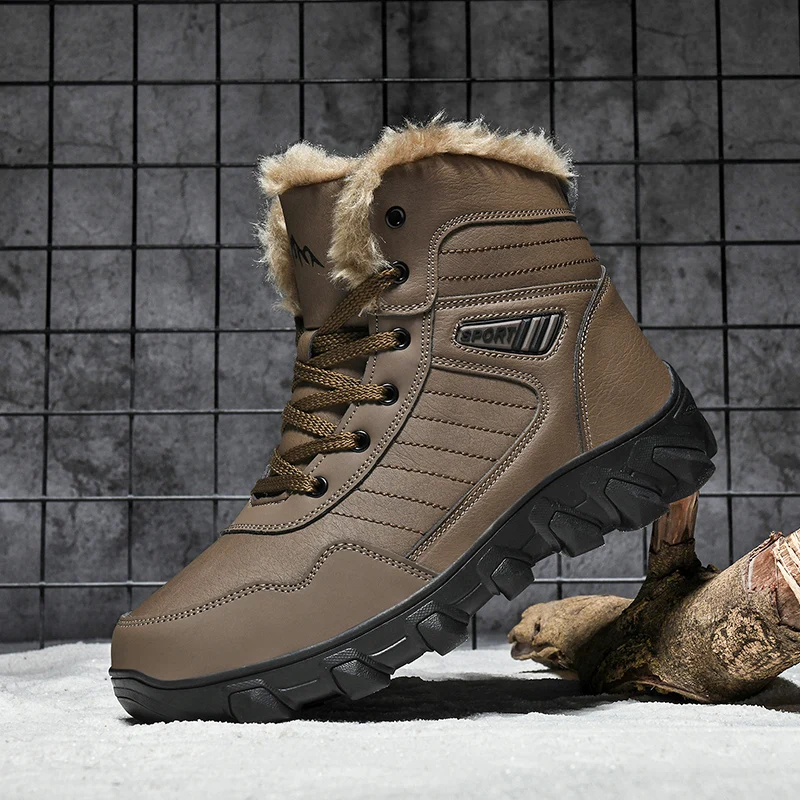 

Waterproof Men’s Winter Boots, Faux Fur Lined & Breathable, Chunky Sole for New Year’s Brunch & Snow Adventures