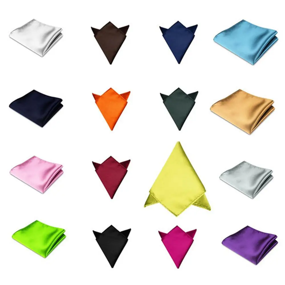 Party Fashion Men 15 Color Square Solid Solid for Wedding Dress Party Satin Plain Hanky Pocket Square Handkerchief Silk Hanky