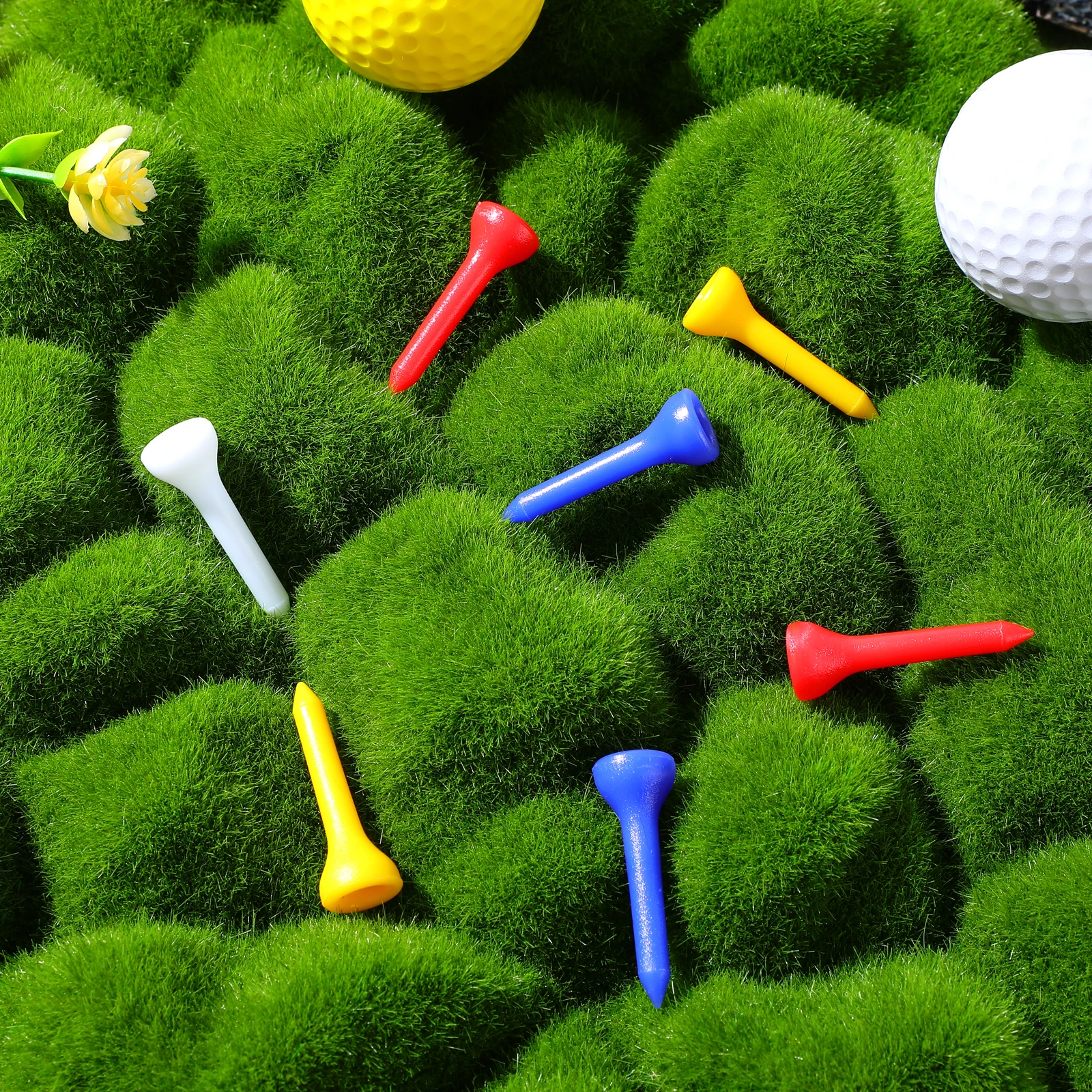 

100Pcs Golf Tees Bulk Plastic High Performance Long Service Life Mixed Color Firm Structure Reliable