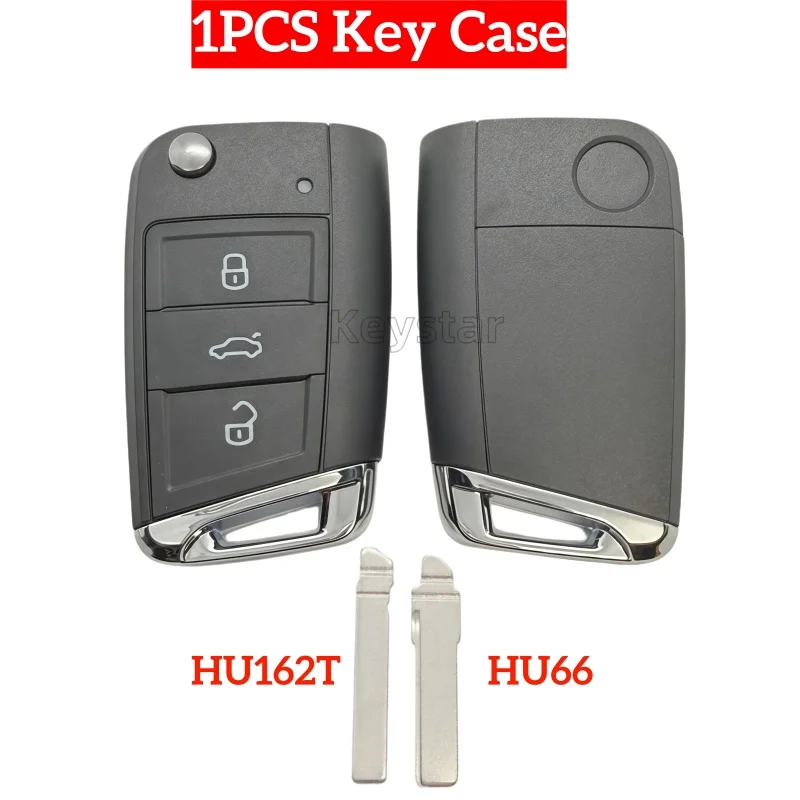 1pcs 3 Button HU66 Car Key Shell HU162 MQB Remote Case for Golf7 Passat Jetta Tiguan Polo Skoda Superb SEAT Replace Key Shell