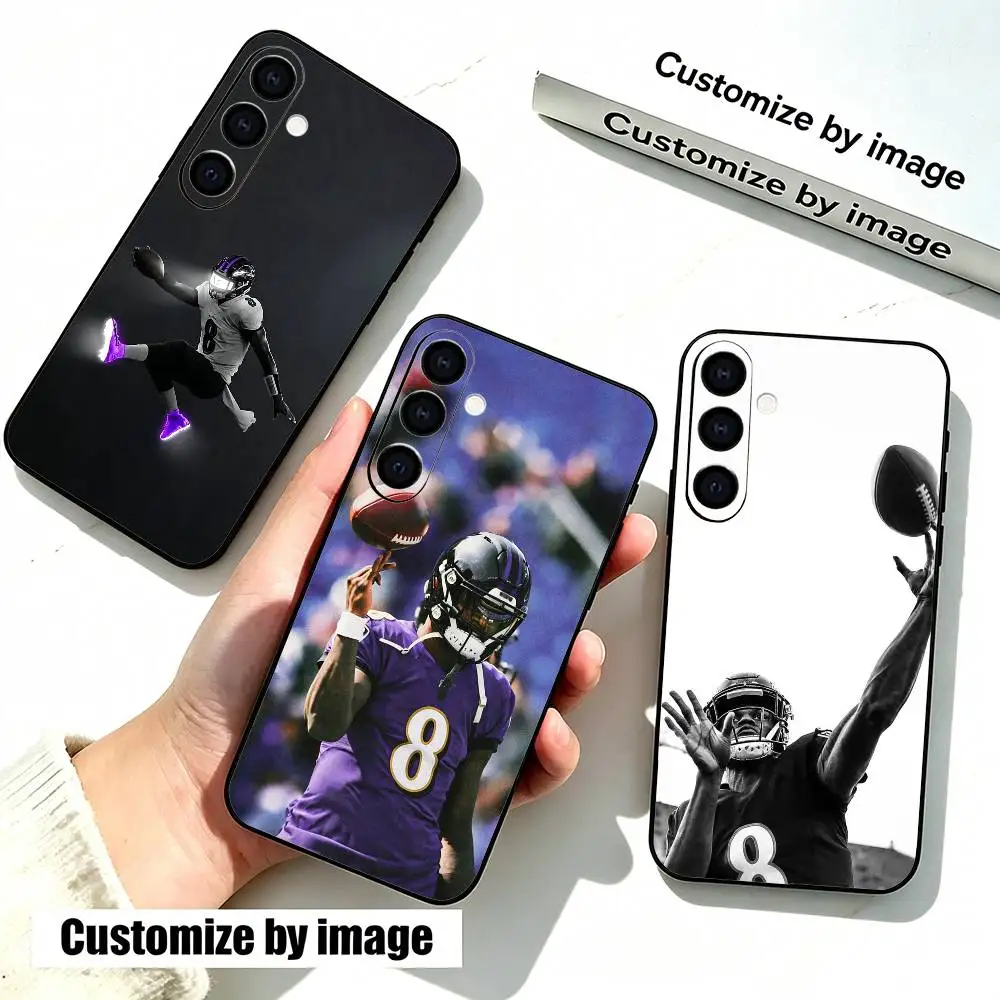 American Football 8 Lamar Jackson  Phone Case Black Silicone Soft For Samsung Galaxy A73,A72,A71,A70,A53,A52,A51