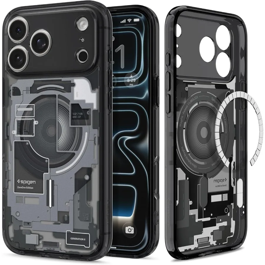 

Ультрагибридный чехол MagFit с прямой цифровой печатью для iPhone 17 Pro с индивидуальным дизайном и совместимостью Magsafe Zero One Black