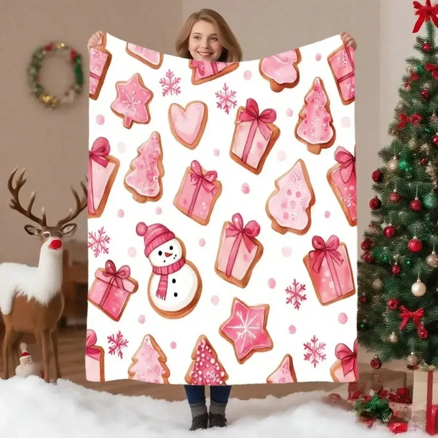 الزنجبيل رجل شجرة عيد الميلاد المطبوعة الفانيلا بطانية المنزل السفر التخييم بطانية سميكة الفانيلا غطاء شال السجاد لينة سيارة #6