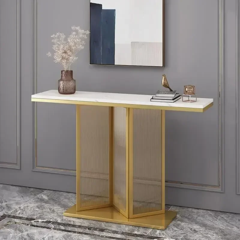 Hot SalesModern Light Luxury Slate Rainbow Glass Console