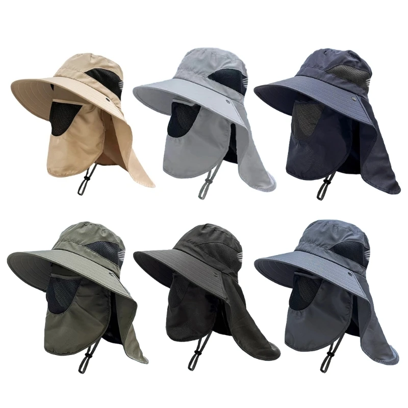 Sun Hat Wide Brims Bucket Hat with Neck Flap Foldable Fisherman Hat Sunshades