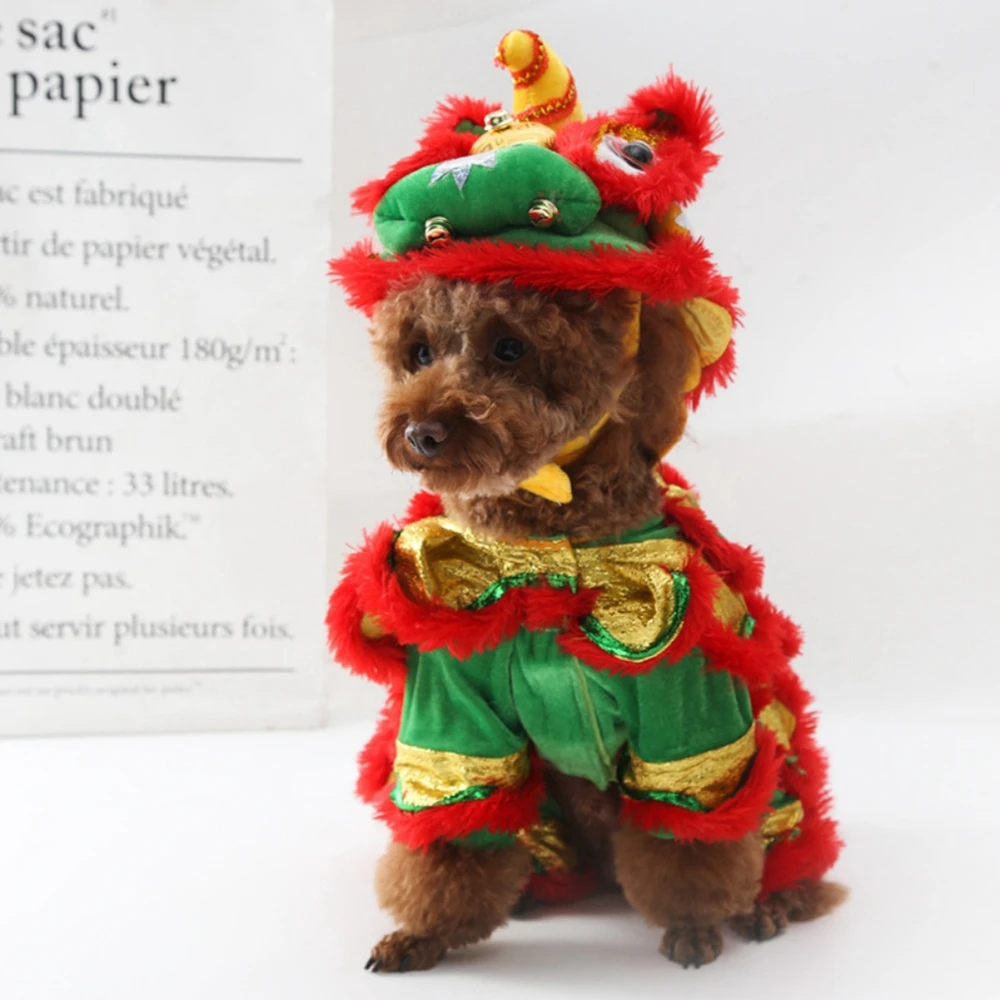 Cute Lion Dance Cat Costume Christmas Dog Puppy Gift Holiday New Year Cat Puppy Clothes Hoodies Coat for Small Medium Dogs