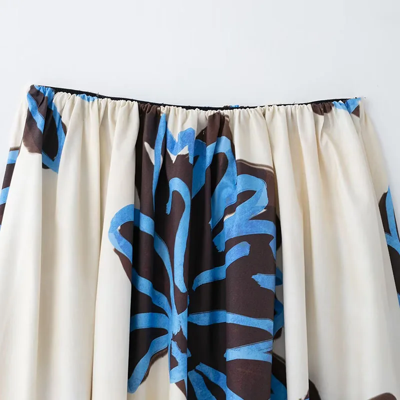 

Ele Soft Floral Print Midi Skirt Women's Faion Spring 2025 Wide Hemline Polyester Fiber 00% Z Brand