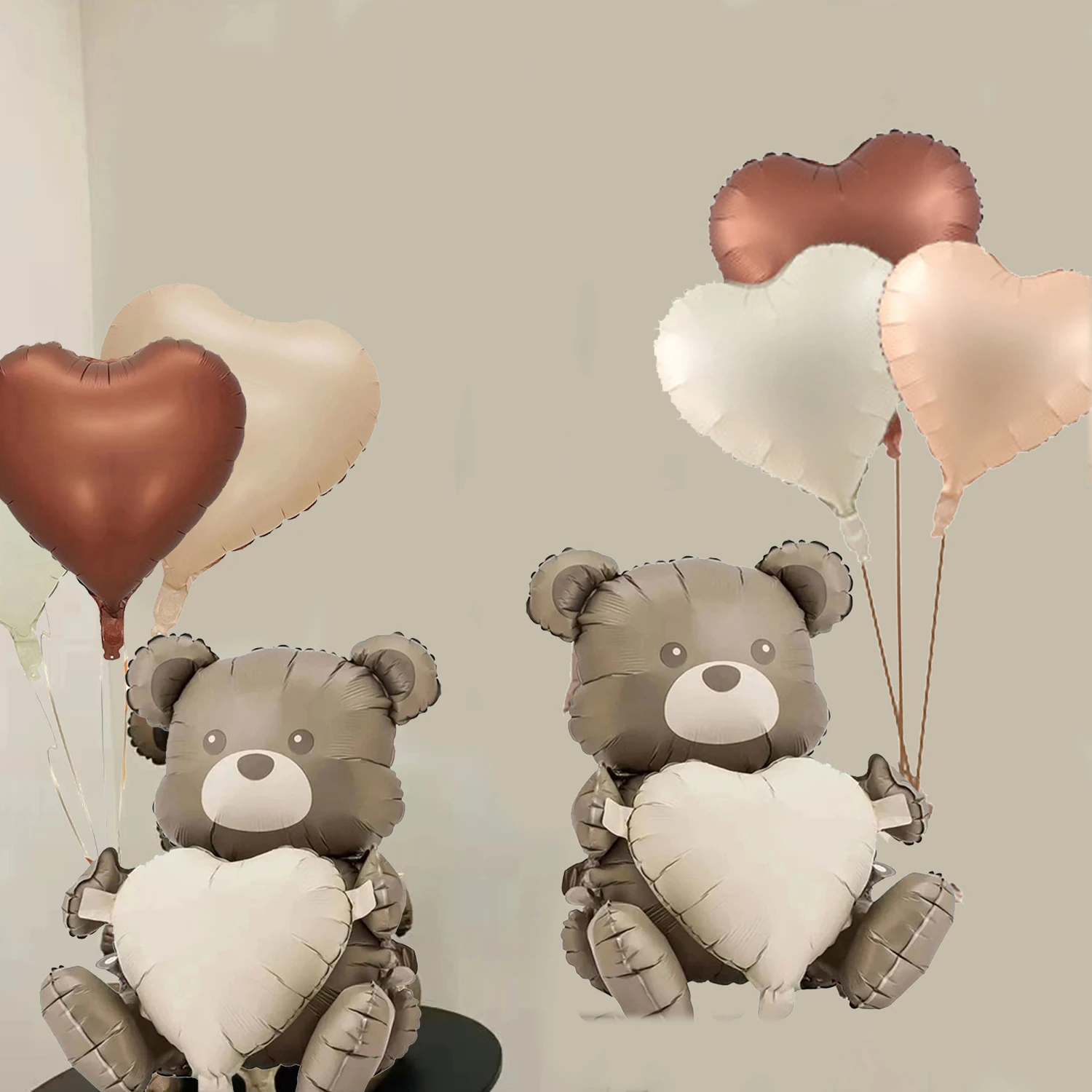 4pcs Matte Brown Embrace Love Bear Vintage Love Balloon Set Birthday Party Graduation Ceremony Welcome Baby Party Decoration